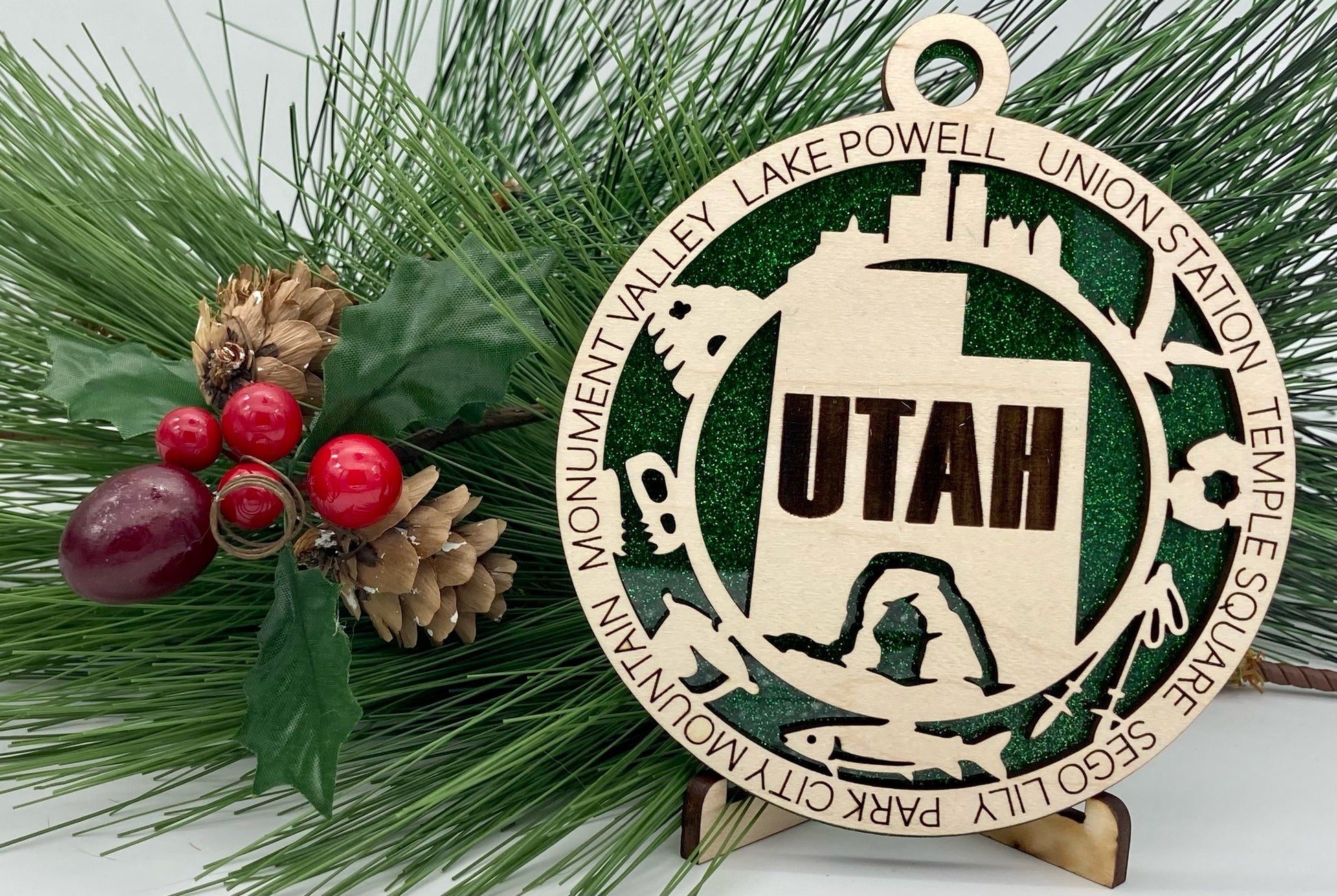 Utah State Wooden Christmas Ornament