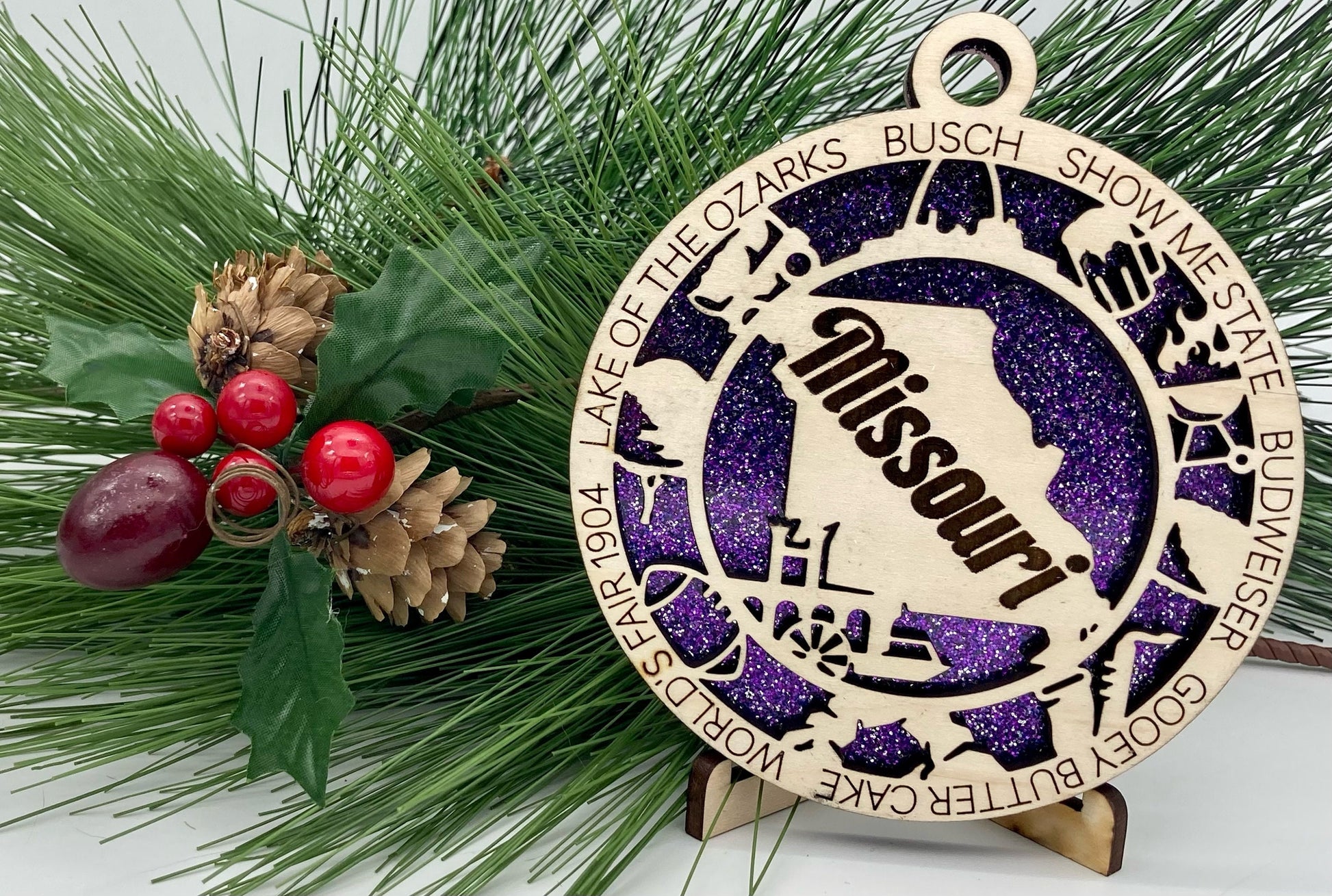 Missouri State Wooden Christmas Ornament