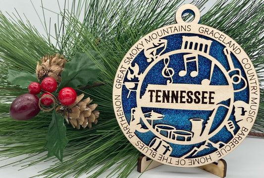 Tennessee State Wooden Christmas Ornament