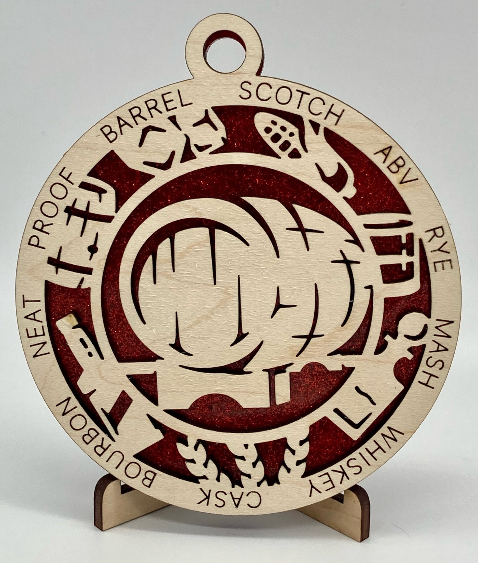 CUSTOMIZABLE Whiskey Barrel Wooden Christmas Ornament