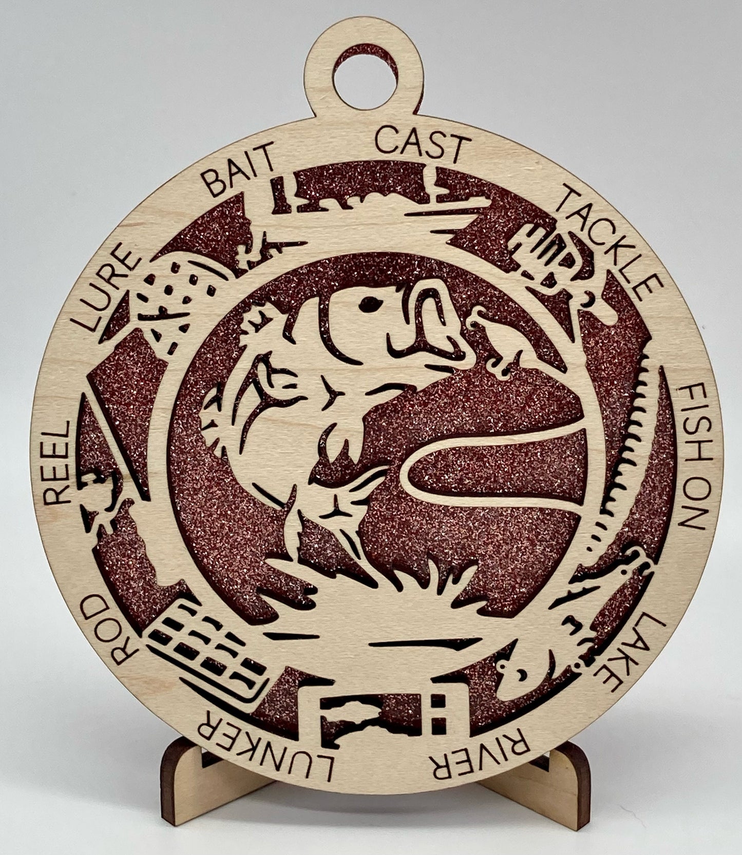 CUSTOMIZABLE Bass Fishing Wooden Christmas Ornament