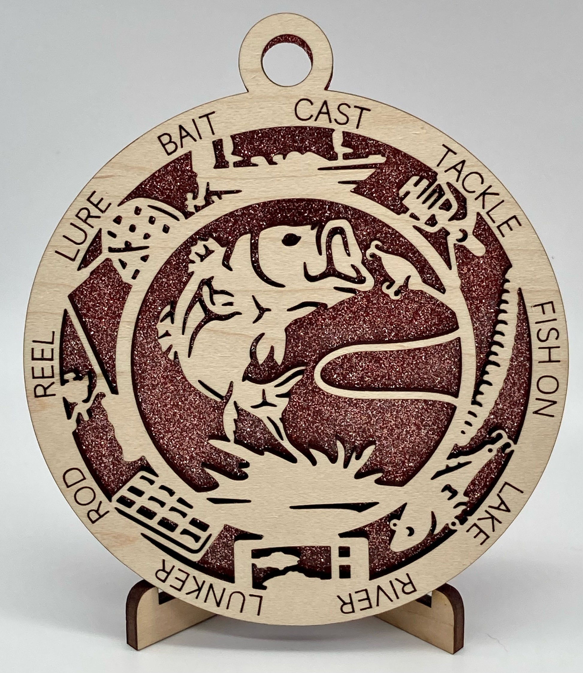 CUSTOMIZABLE Bass Fishing Wooden Christmas Ornament