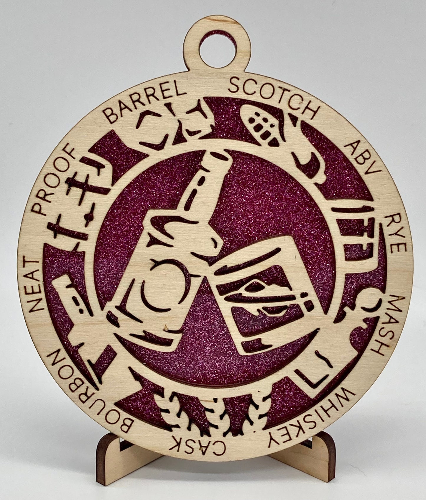 CUSTOMIZABLE Whiskey Bottle Wooden Christmas Ornament