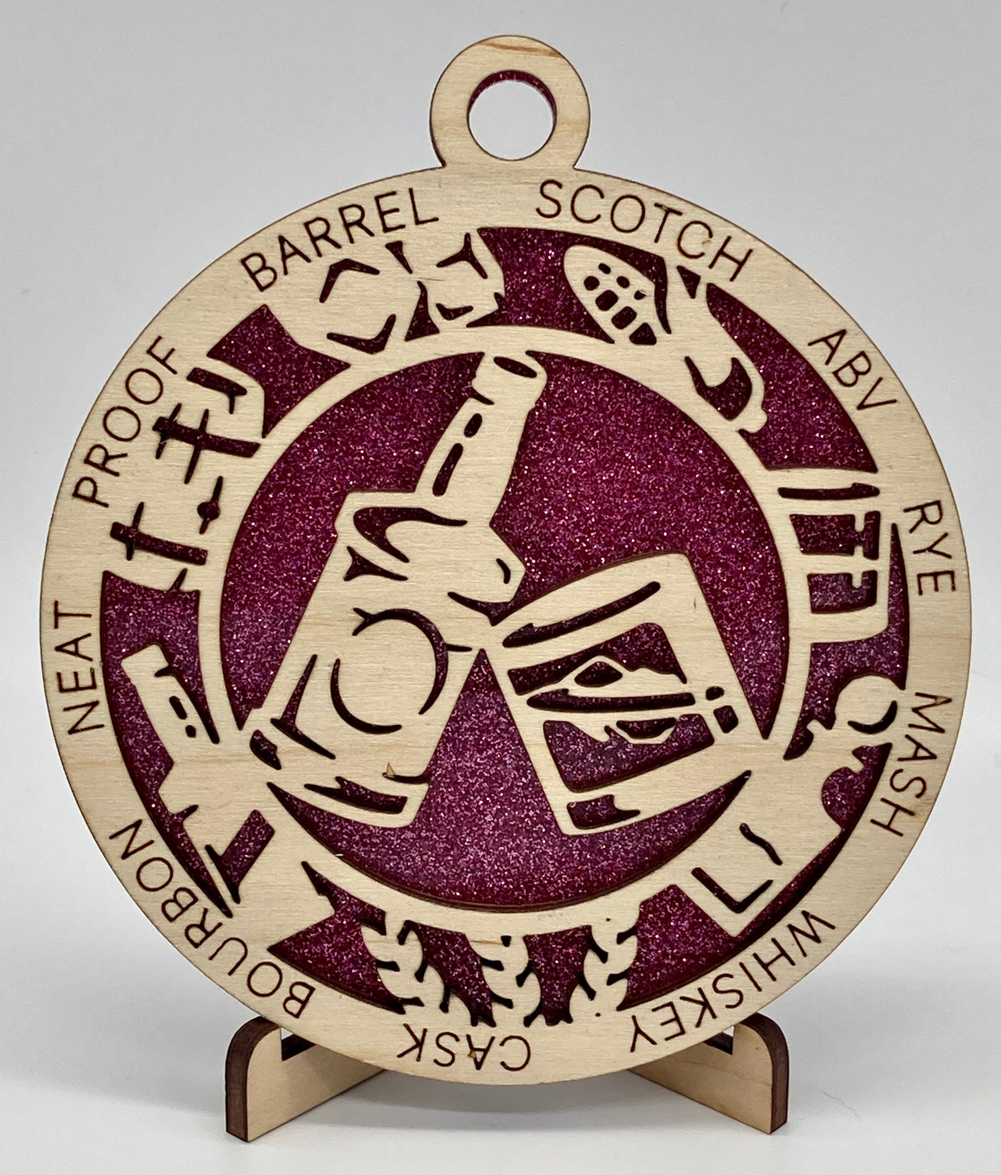 CUSTOMIZABLE Whiskey Bottle Wooden Christmas Ornament