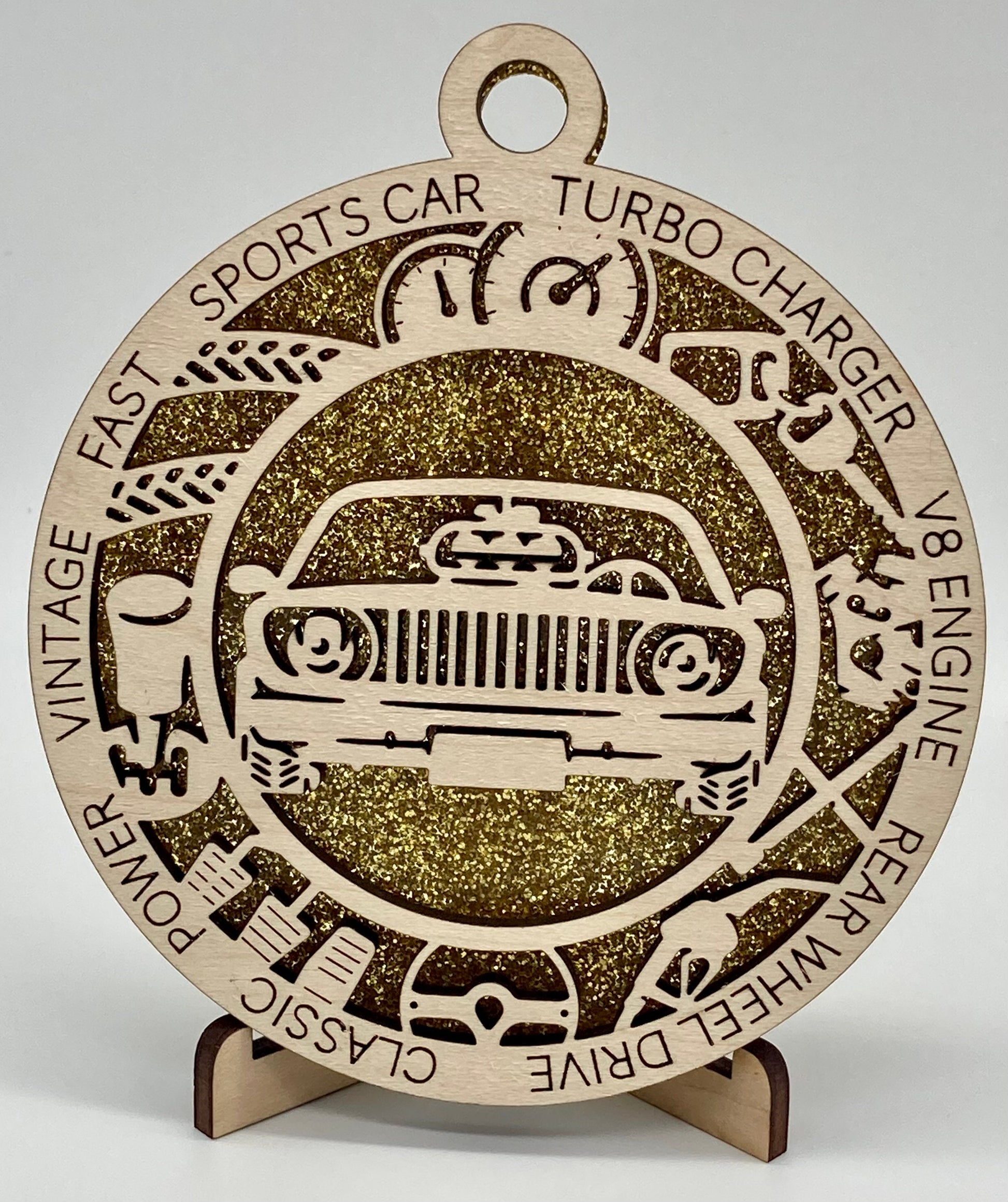 CUSTOMIZABLE Race Car Wooden Christmas Ornament