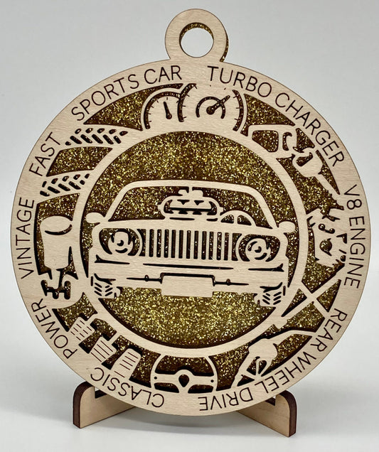 CUSTOMIZABLE Race Car Wooden Christmas Ornament