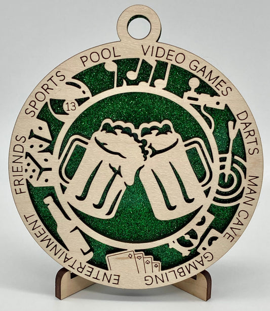 CUSTOMIZABLE Man Cave Wooden Christmas Ornament