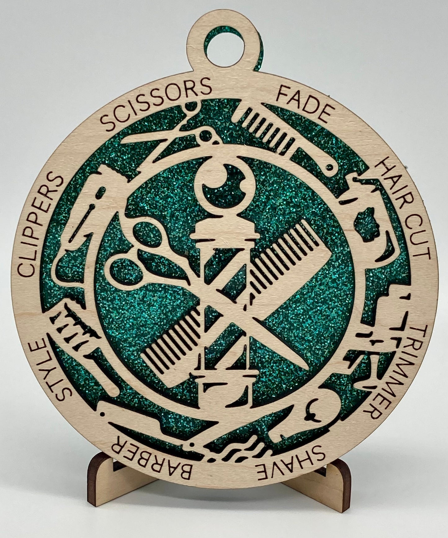 CUSTOMIZABLE Barber Shop Wooden Christmas Ornament