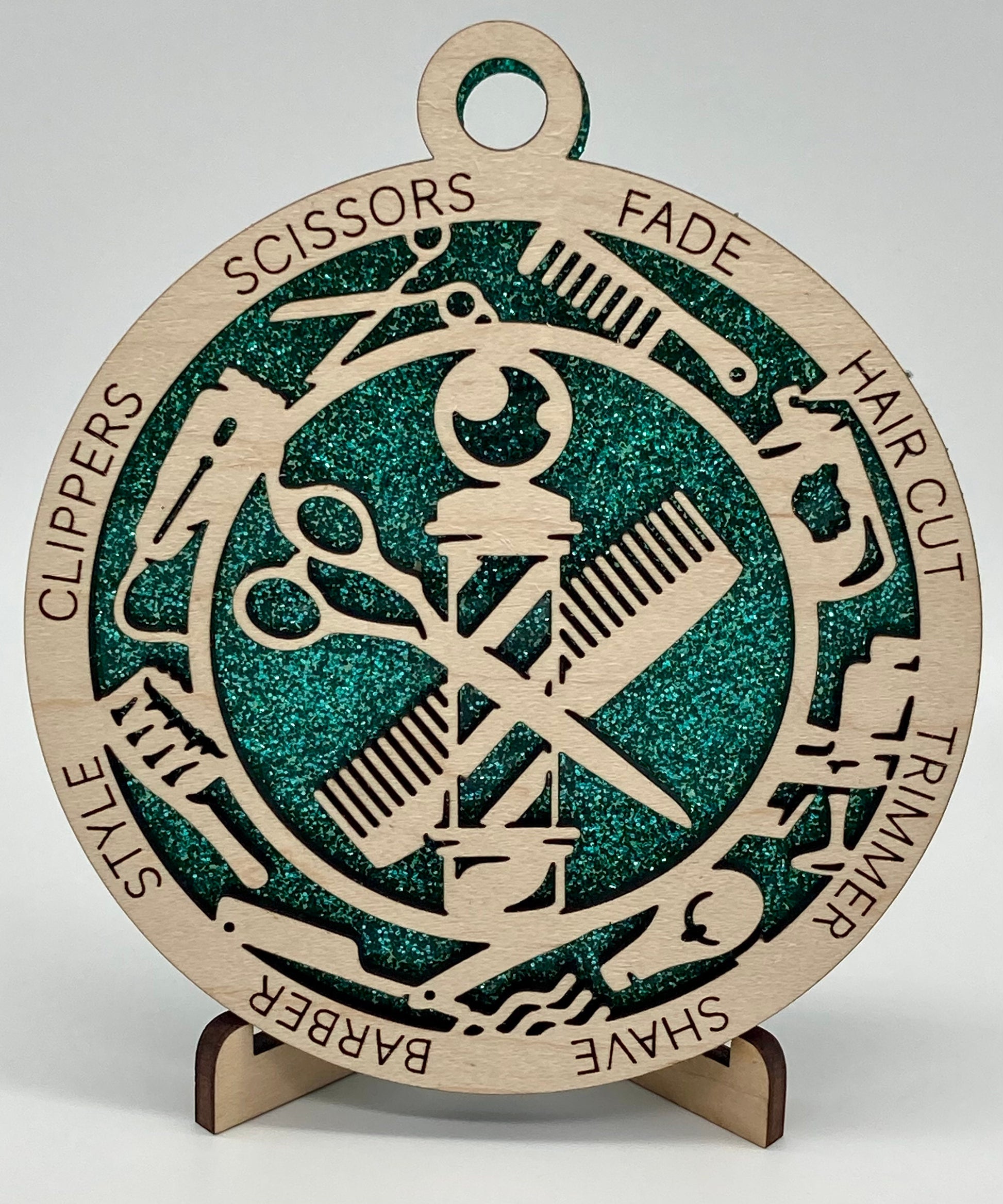 CUSTOMIZABLE Barber Shop Wooden Christmas Ornament