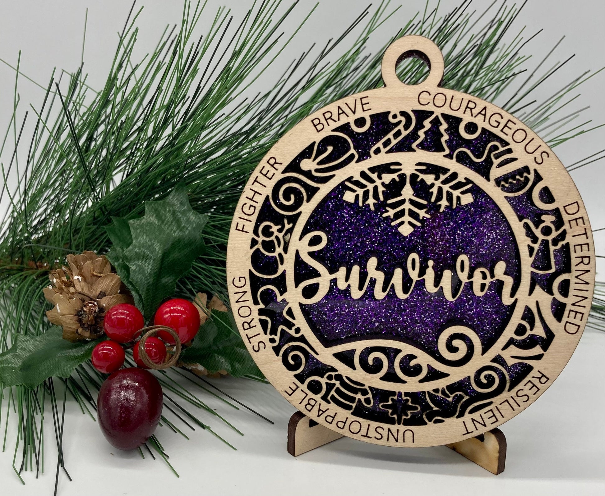 Survivor Wooden Christmas Ornament CUSTOMIZABLE