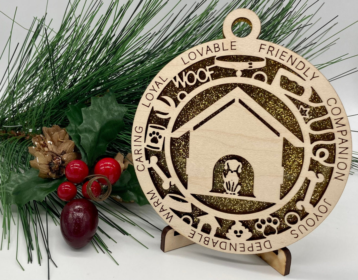 Dog House Wooden Christmas Ornament CUSTOMIZABLE