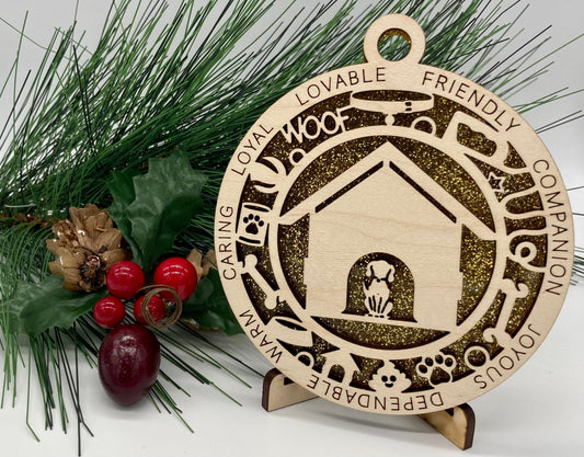 Dog House Wooden Christmas Ornament CUSTOMIZABLE