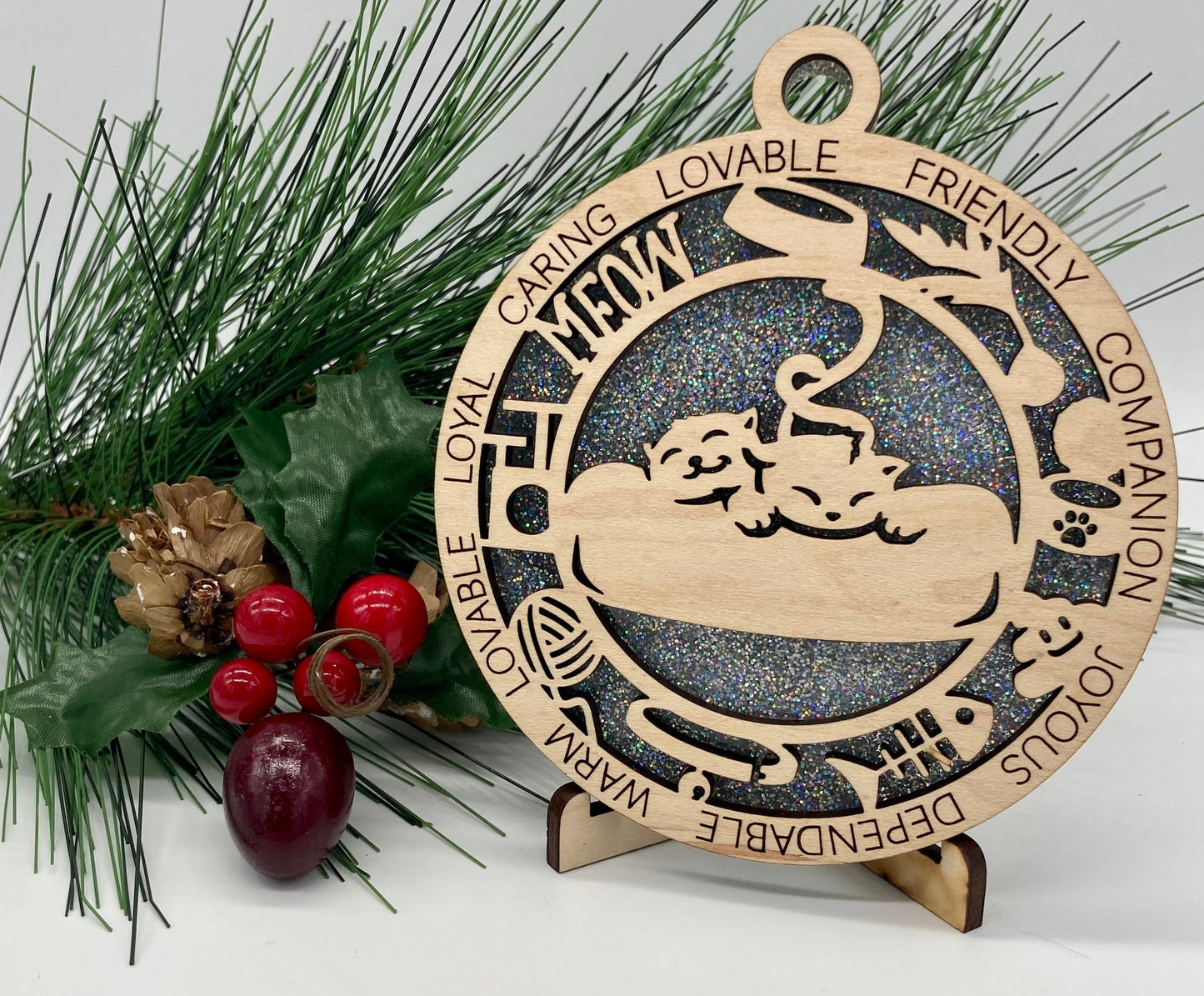 Kitty Wooden Christmas Ornament CUSTOMIZABLE