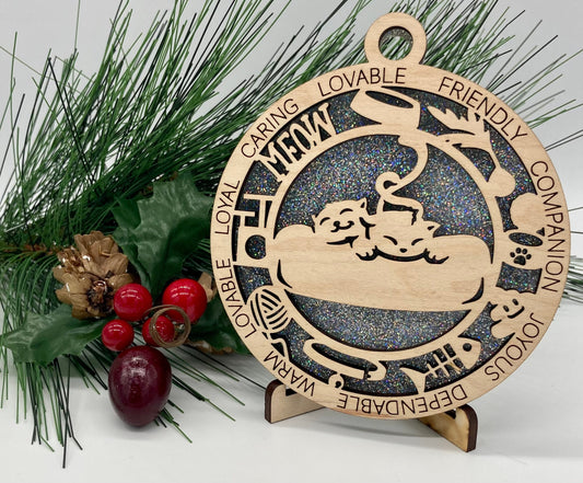 Kitty Wooden Christmas Ornament CUSTOMIZABLE