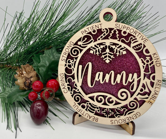 Nanny Wooden Christmas Ornament