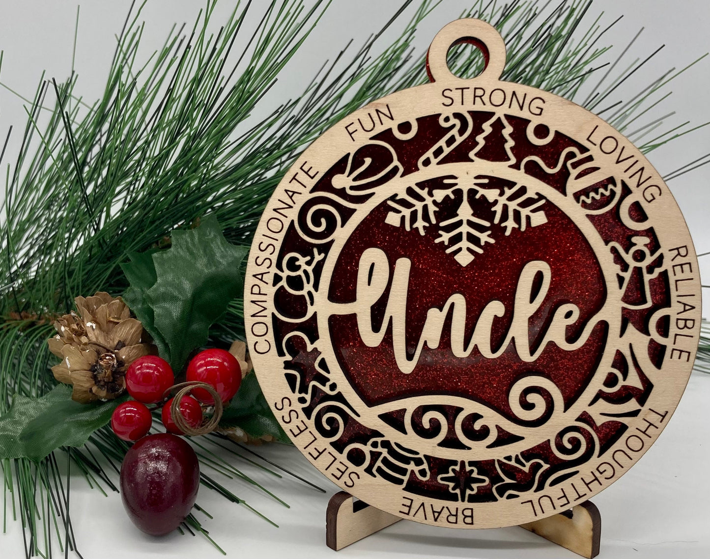 Uncle Wooden Christmas Ornament CUSTOMIZABLE