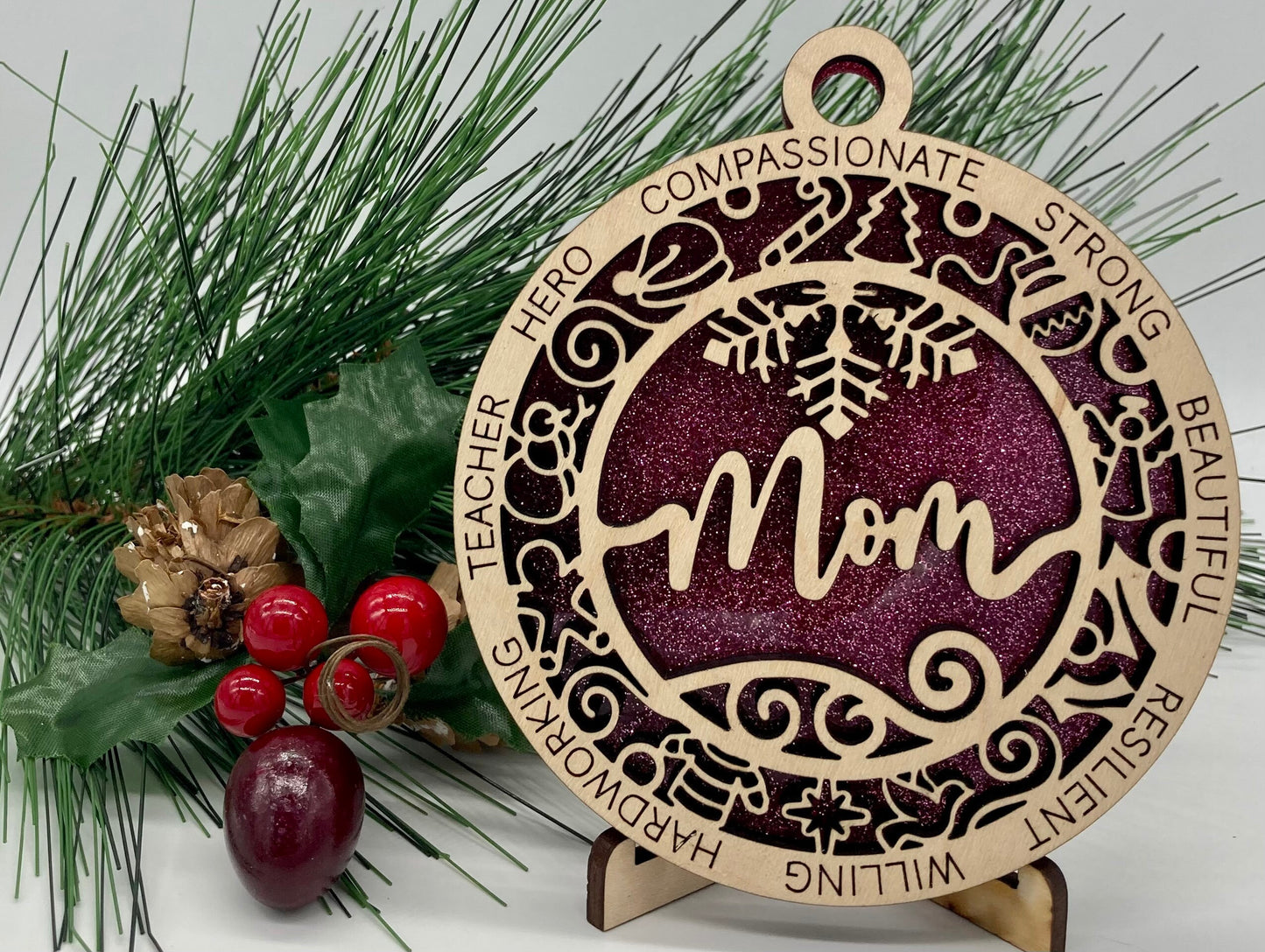 Mom Wooden Christmas Ornament CUSTOMIZABLE
