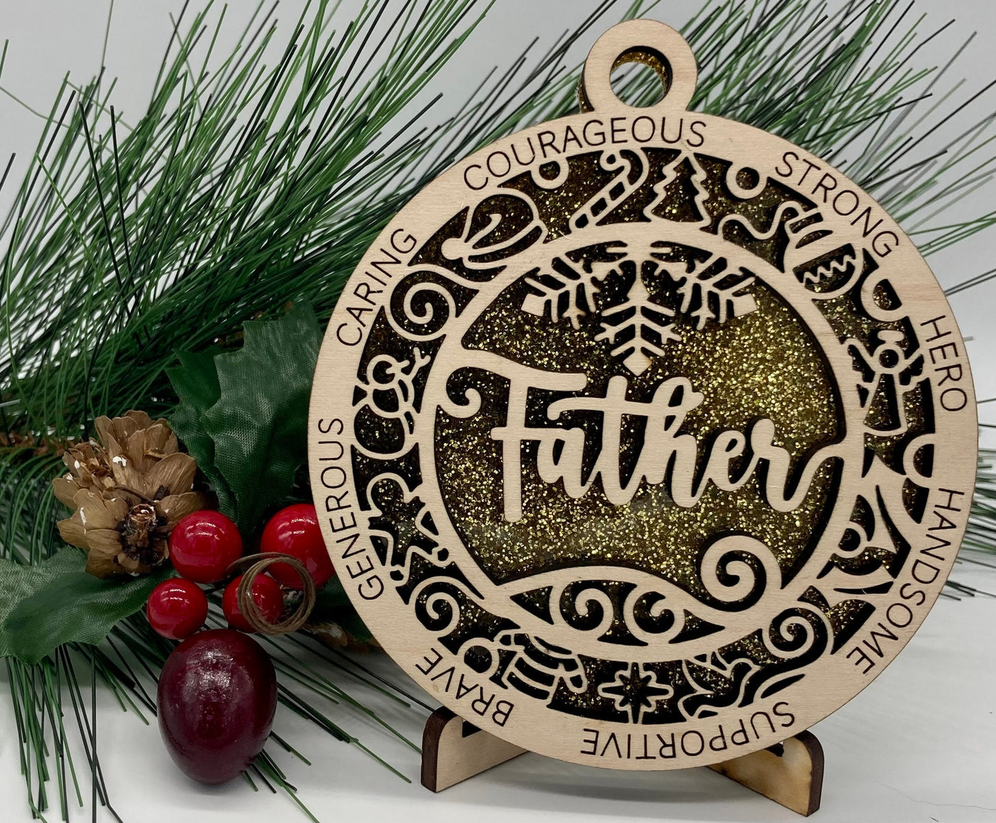 Father Wooden Christmas Ornament CUSTOMIZABLE