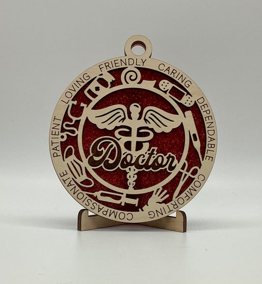 Doctor Wooden Christmas Ornament CUSTOMIZABLE
