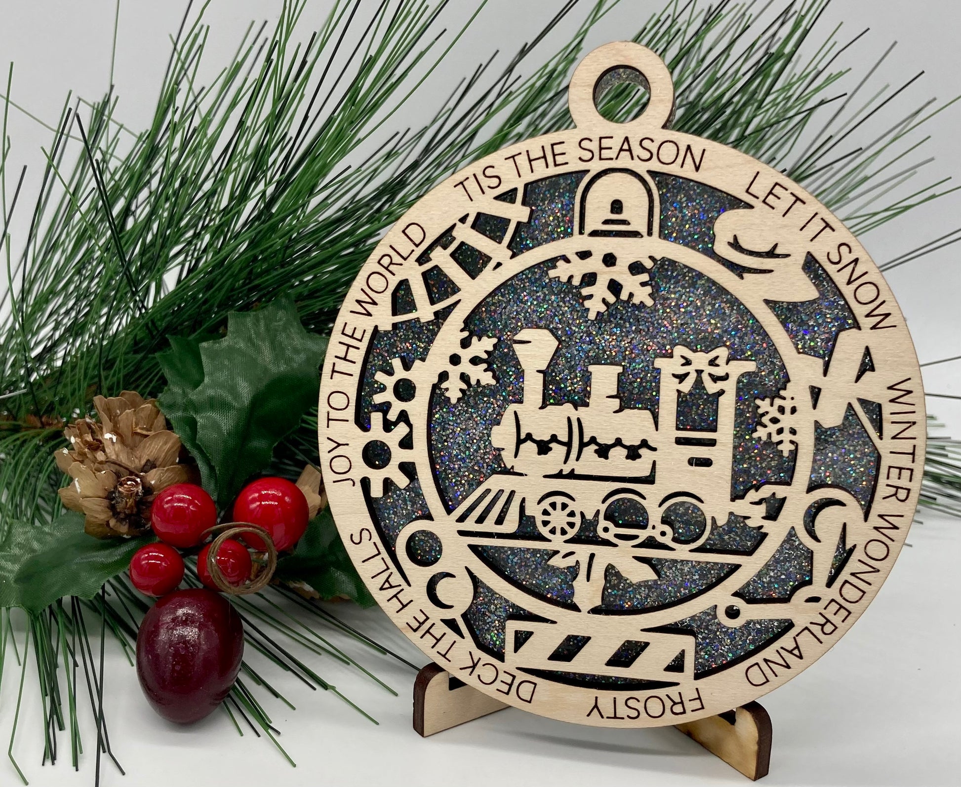 Train Wooden Christmas Ornament CUSTOMIZABLE