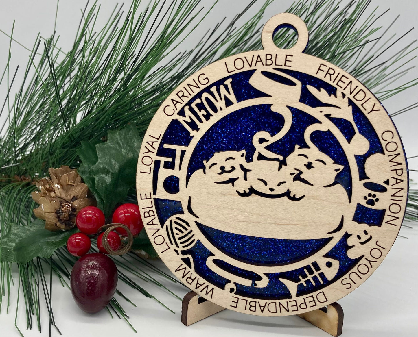 Kitty Wooden Christmas Ornament