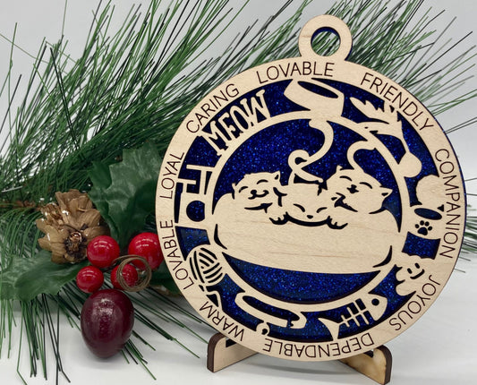 Kitty Wooden Christmas Ornament