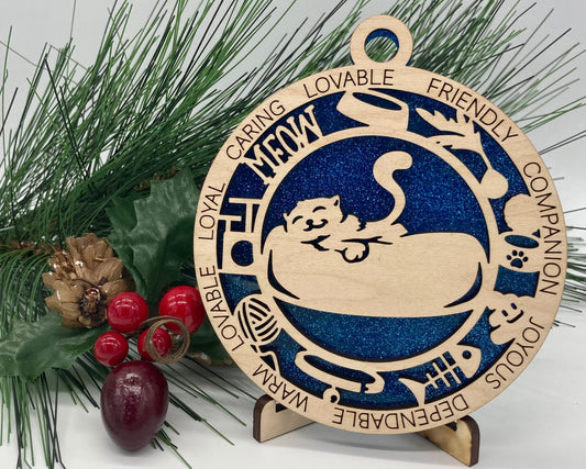 Cat Wooden Christmas Ornament CUSTOMIZABLE