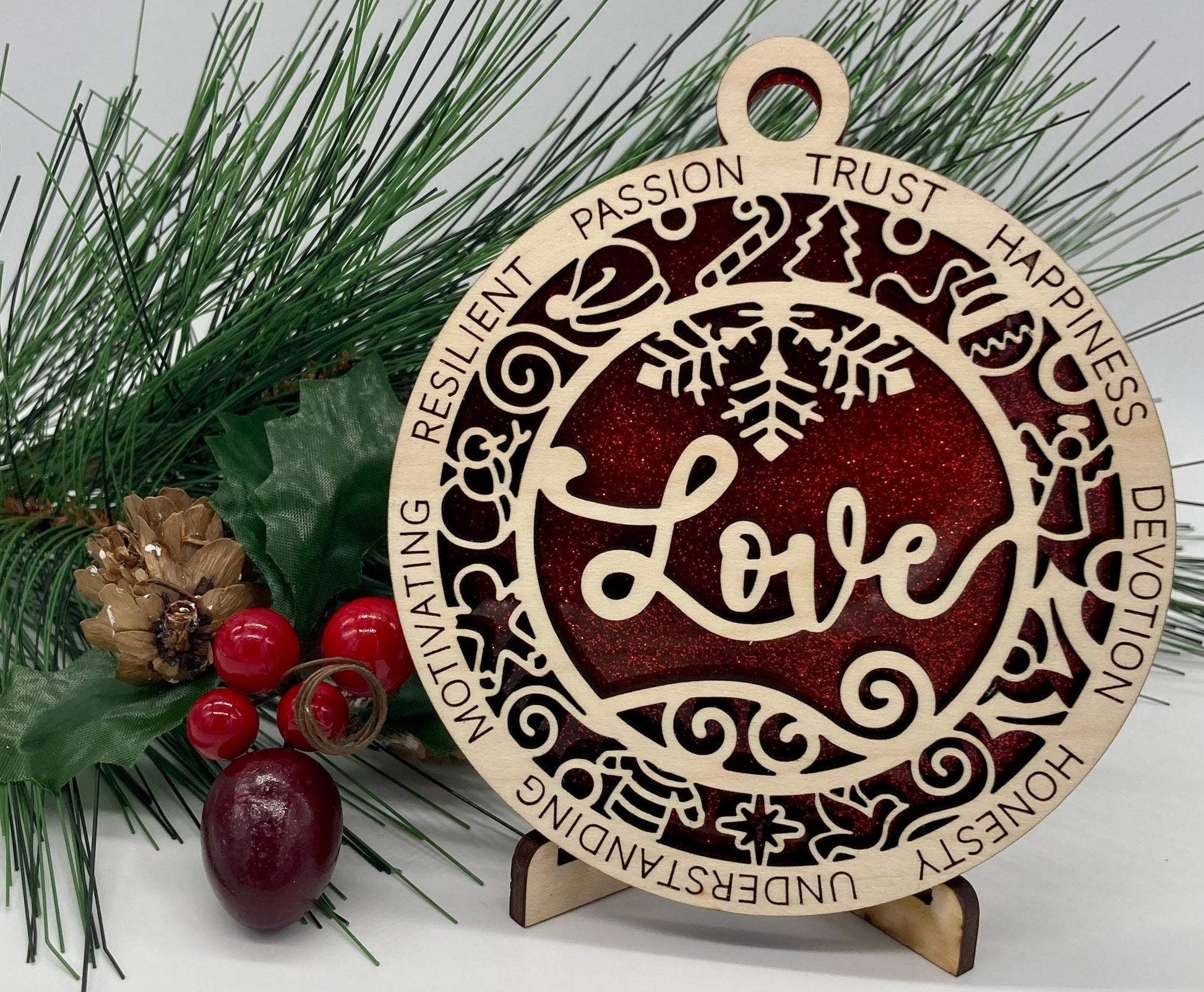 Love Wooden Christmas Ornament