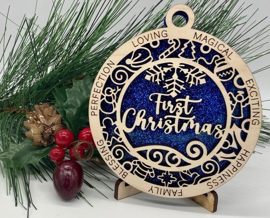 CUSTOMIZABLE Baby First Christmas Wooden Ornament