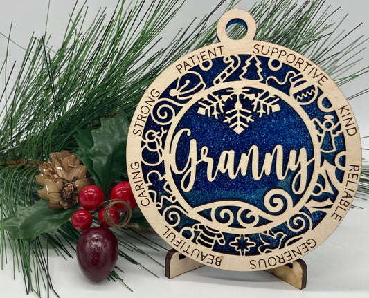 Granny Wooden Christmas Ornament CUSTOMIZABLE