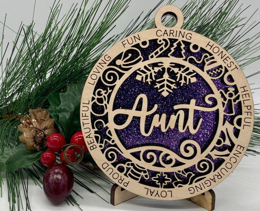 Aunt Wooden Christmas Ornament CUSTOMIZABLE
