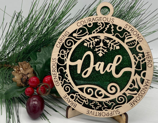 Dad Wooden Christmas Ornament CUSTOMIZABLE