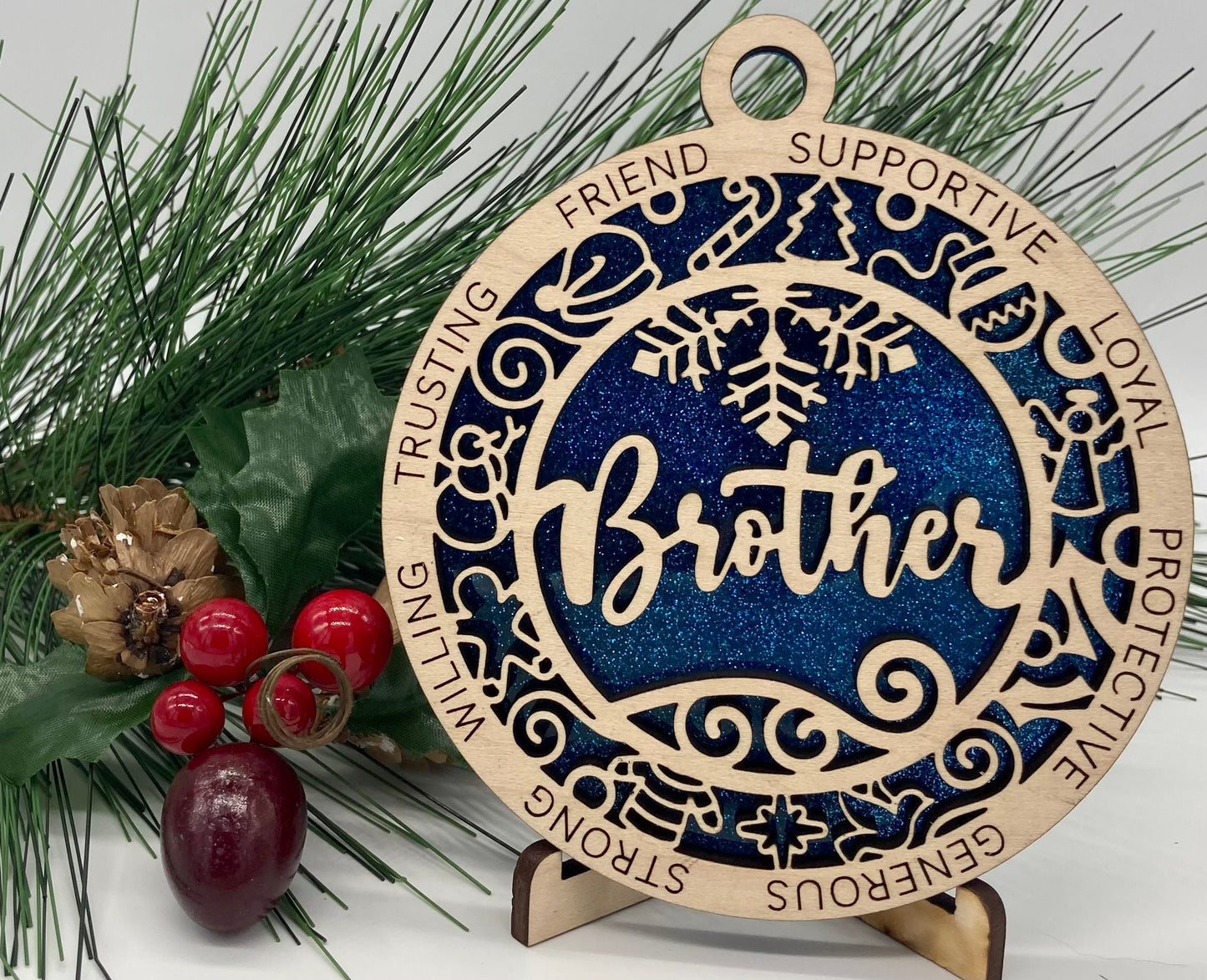 Brother Wooden Christmas Ornament CUSTOMIZABLE