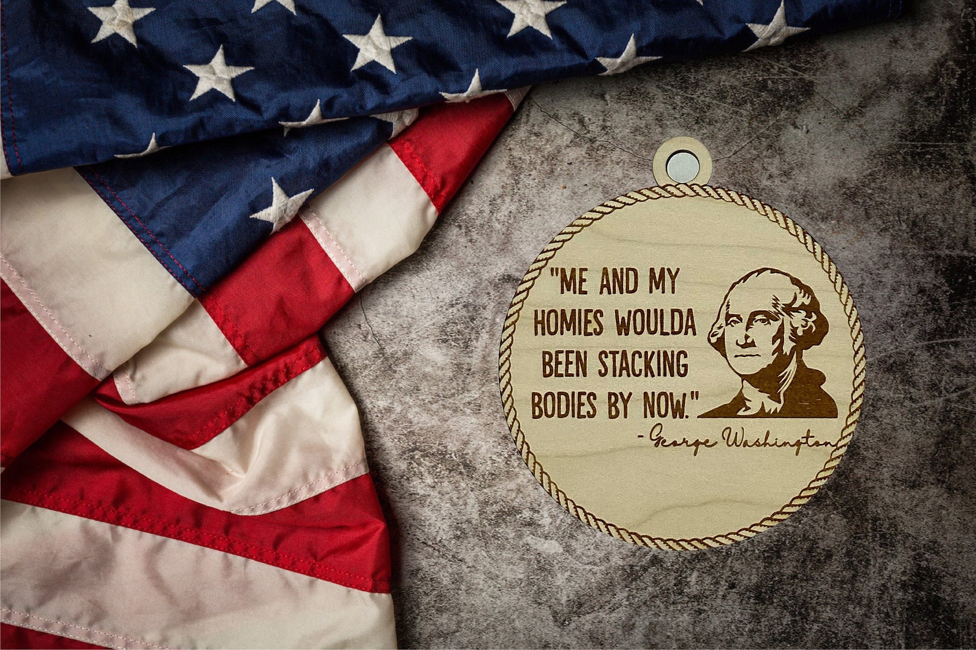 George Washington Engraved Wooden Ornament
