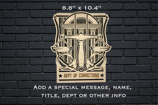 Dept of Corrections CUSTOMIZABLE Triple Layer Sign