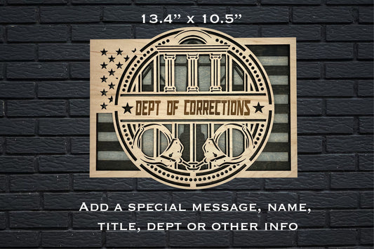 Dept of Corrections CUSTOMIZABLE Triple Layer Sign