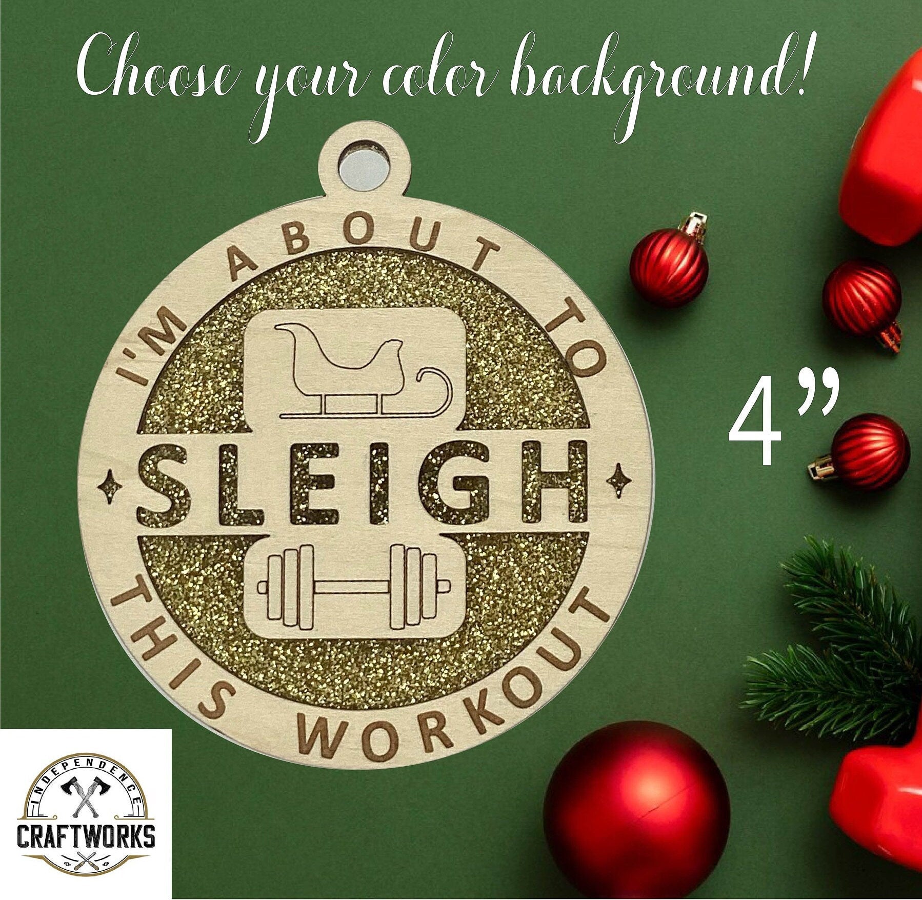 Sleigh This Workout Wooden Christmas Ornament