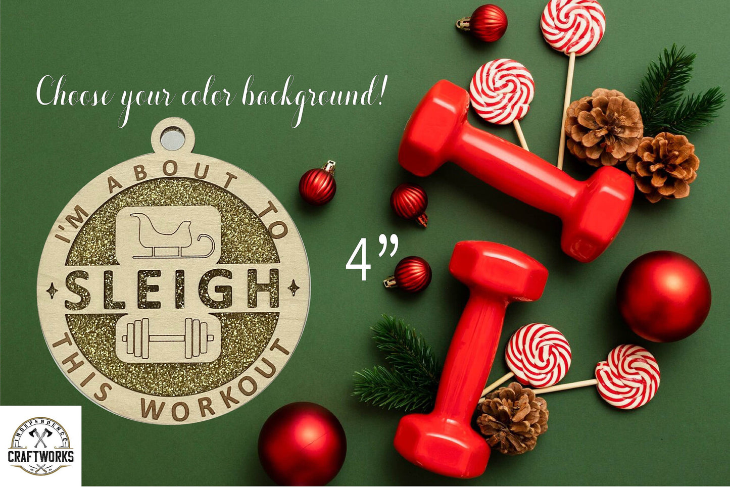 Sleigh This Workout Wooden Christmas Ornament