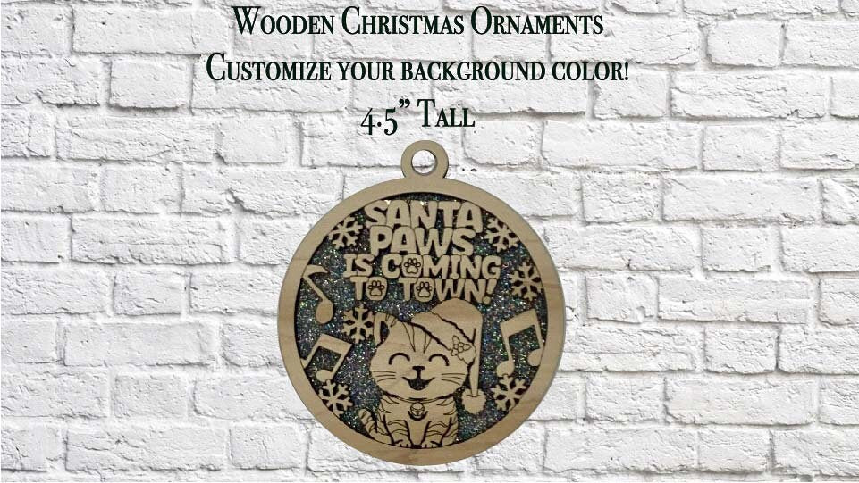 Santa Paws Christmas Wooden Pun Ornament