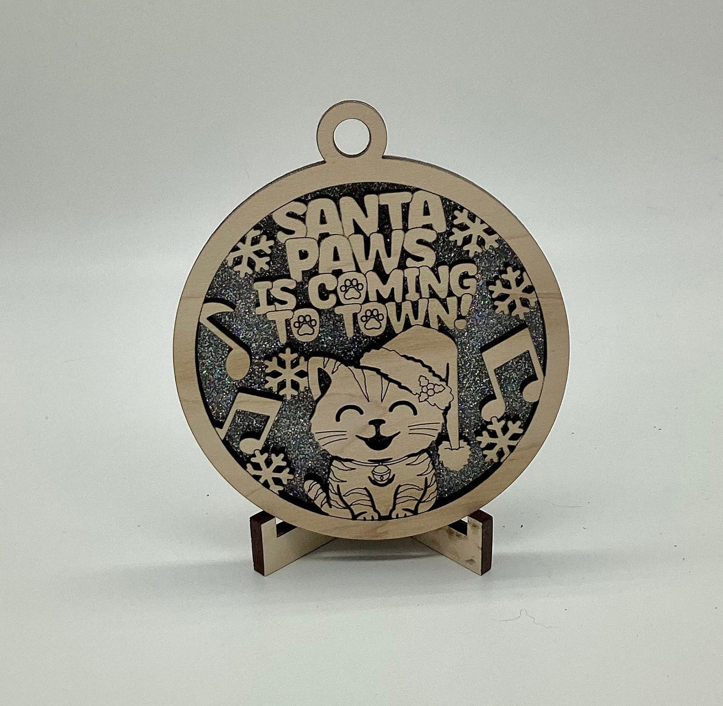 Santa Paws Christmas Wooden Pun Ornament