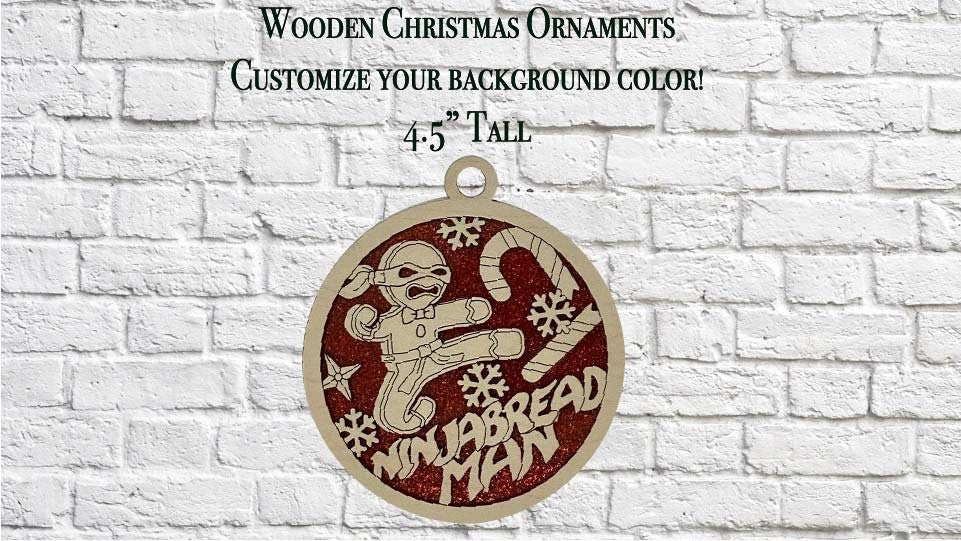 GingerBread Man "Ninjabread" Wooden Pun Christmas Ornament