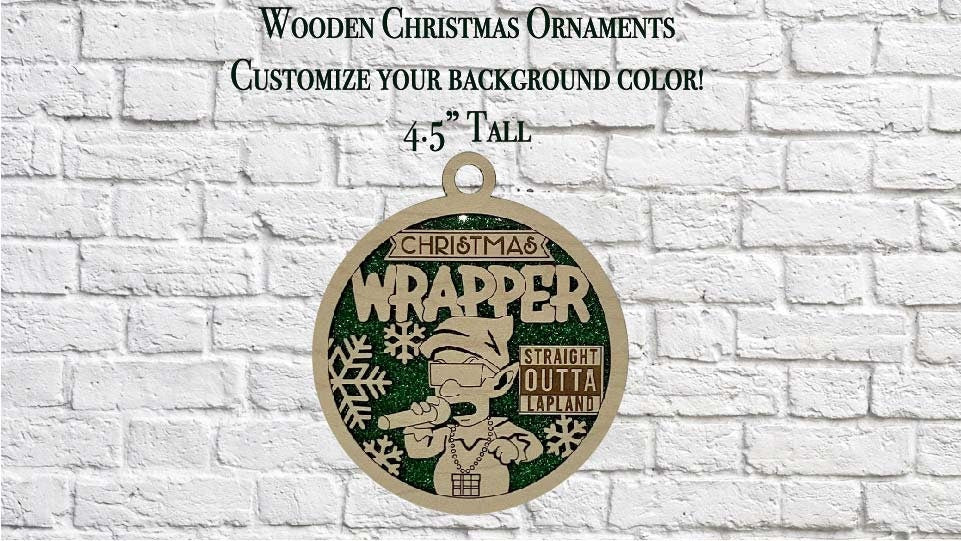 Christmas Wrapper Pun Wooden Ornament