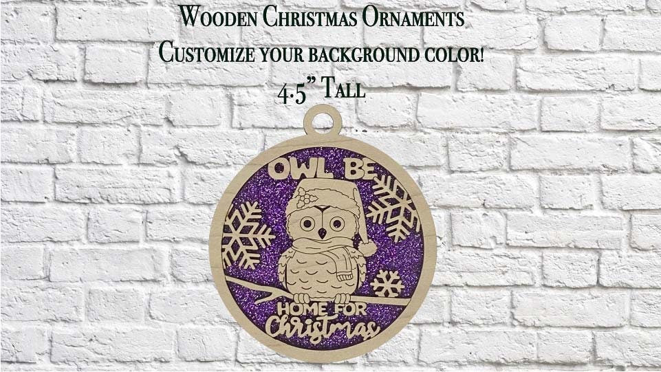 Owl Be Home For Christmas Wooden Ornament