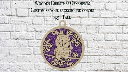 Owl Be Home For Christmas Wooden Ornament