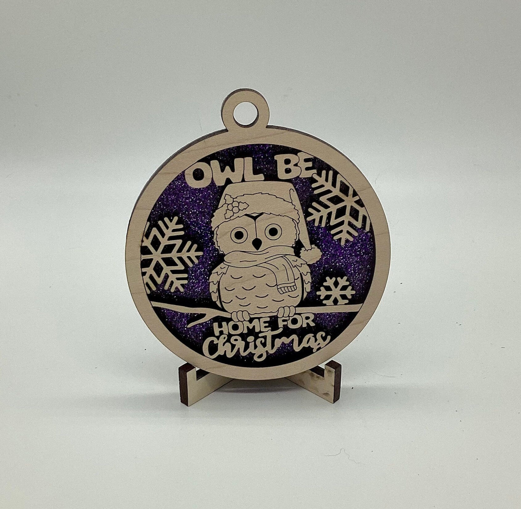 Owl Be Home For Christmas Wooden Ornament