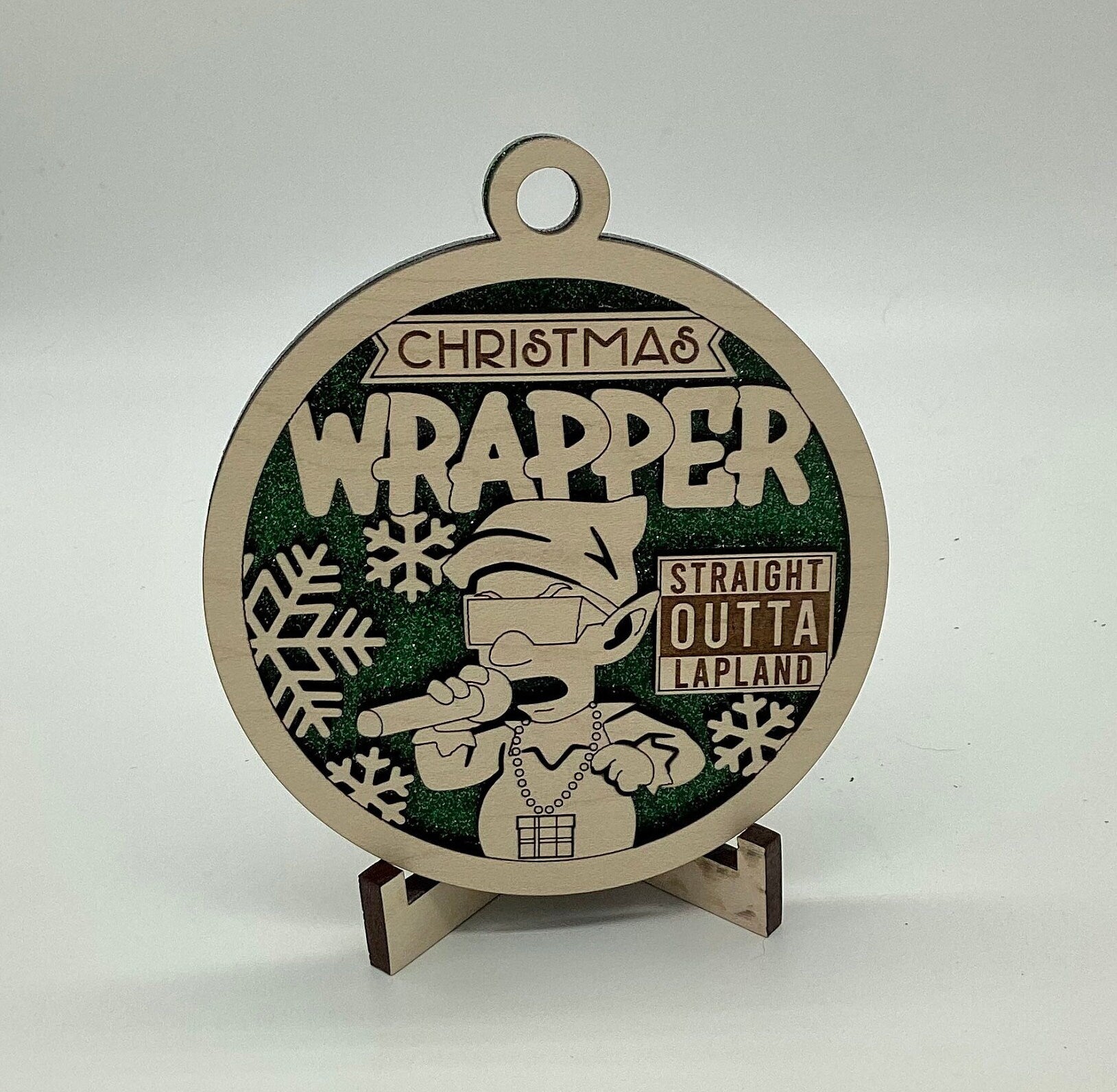 Christmas Wrapper Pun Wooden Ornament