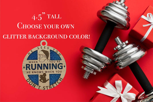 He Sees You When You're Running Wooden Ornament