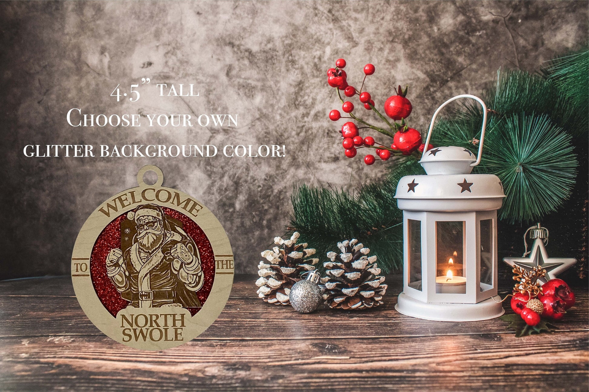 Welcome To The North Swole Santa Wooden Christmas Ornament