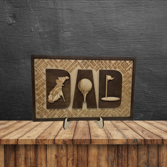 Golf Dad Wooden Sign (Father's Day, Birthday, Christmas Gift)