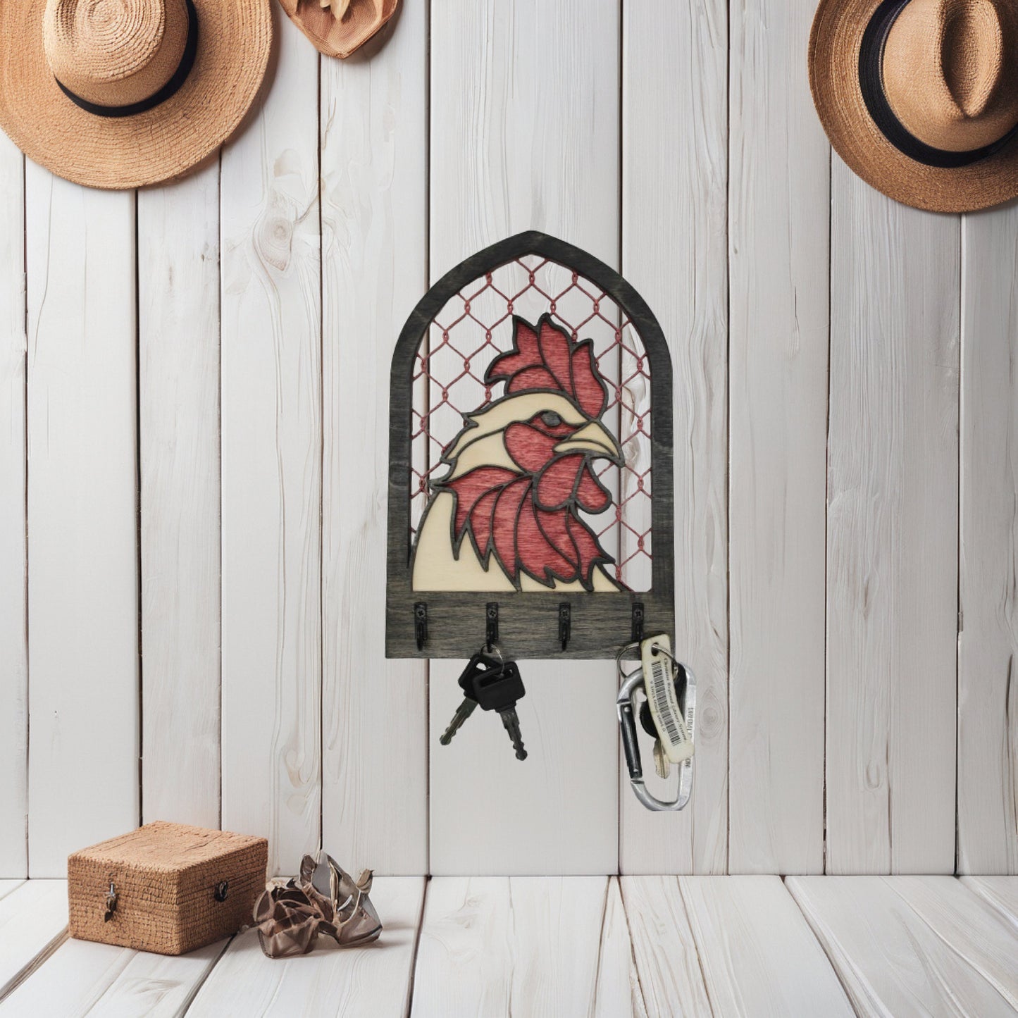 Chicken/Rooster Farm / Key Hanger / Organizer